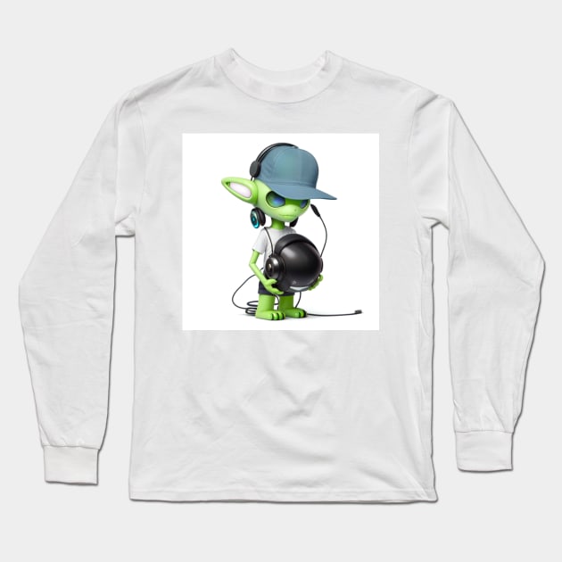 Gamer Alien Long Sleeve T-Shirt by JessicaErinArt